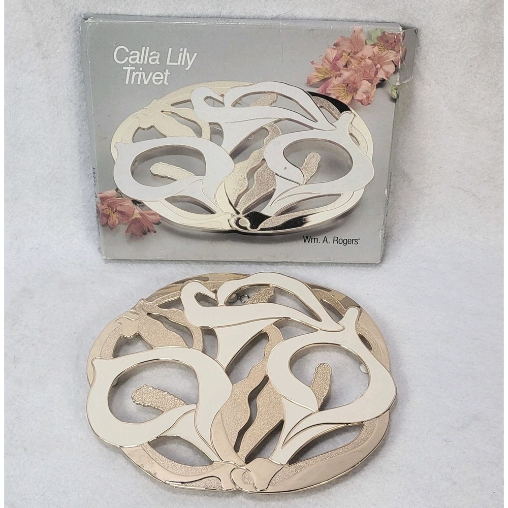 Wm A Rogers Calla Lily Trivet Metal Hot Plate Oneida‎ Japan Floral Decor